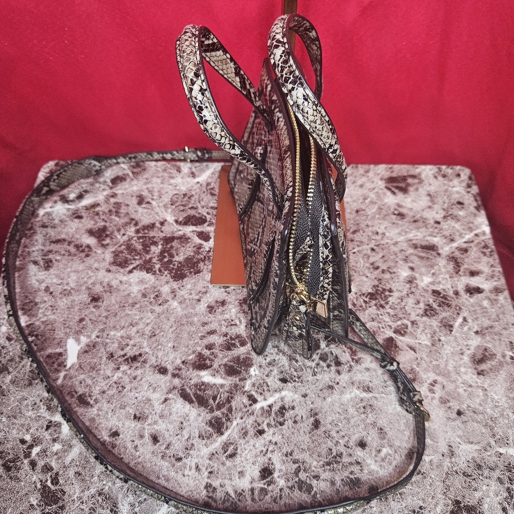 NWOT Zaba Snakeskin Patterned Mini Handbag Tote Crossbody Bag - Picture 6 of 6